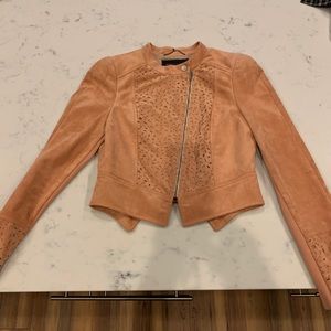 BCBG crop faux suede jacket